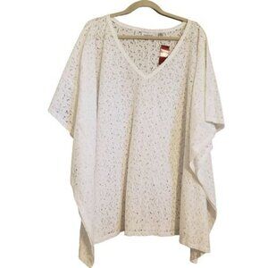Avenue White Lace V-neck Kimono Sleeve cover-up/tunic size 26/28 NWT